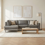 Hoekbank grijs microvezel Tulin - links sfeerfoto in modern interieur