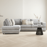Corner sofa light gray ribbed folding sofa Gabi - left