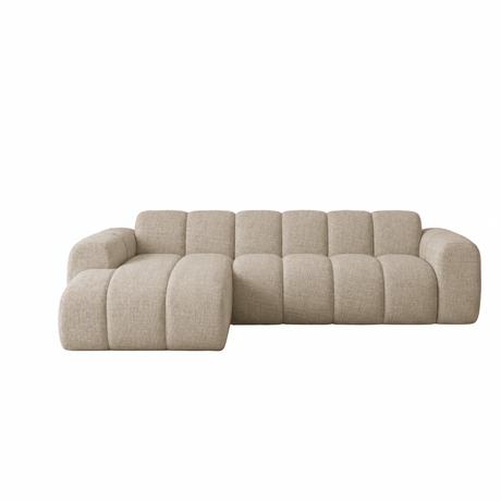 Corner sofa with lounge sand velvet textured fabric - stripes - left - Brix
