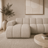 Banken-Hoekbank met lounge beige velvet structuurstof - strepen - links - Brix-Dimehouse