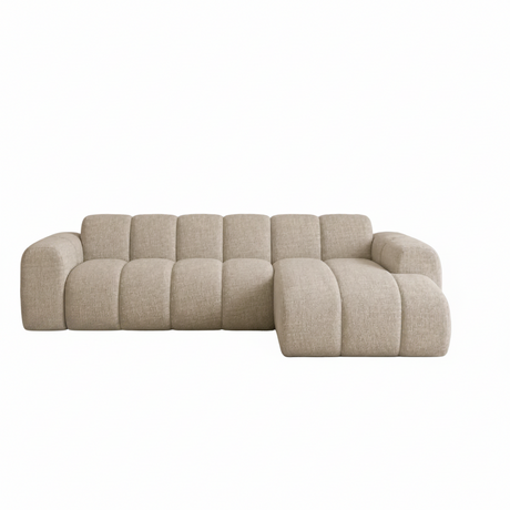 Corner sofa with lounge sand velvet textured fabric - stripes - right - Brix