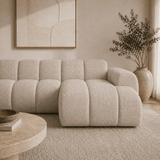 Banken-Hoekbank met lounge beige velvet structuurstof - strepen - rechts - Brix-Dimehouse