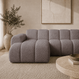 Banken-Hoekbank met lounge zacht bruin bouclé stof - strepen - links - Brix-Dimehouse