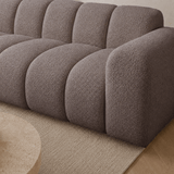 Banken-Hoekbank met lounge zacht bruin bouclé stof - strepen - links - Brix-Dimehouse