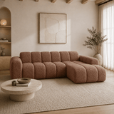 Banken-Hoekbank met lounge koper bouclé stof - strepen - rechts - Brix-Dimehouse