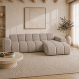 Banken-Hoekbank met lounge zand velvet structuurstof - strepen - rechts - Brix-Dimehouse