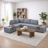 Corner sofa with sleeping function on the left fly gray