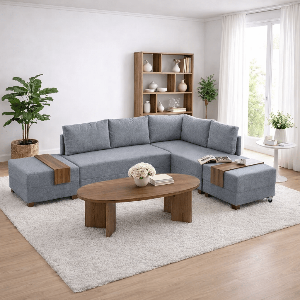 Banken - Slaapbank grijs stof - XXL 280 x 210 - Rechts - Fly - Dimehouse