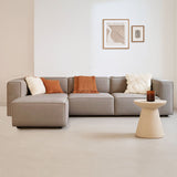 Modular corner sofa with loose ottoman in brown linen fabric Fora 