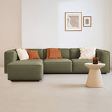 Modular corner sofa Fora with loose ottoman linen fabric - green 