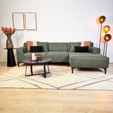 Corner sofa with compact lounge green microfiber Davidson - right 