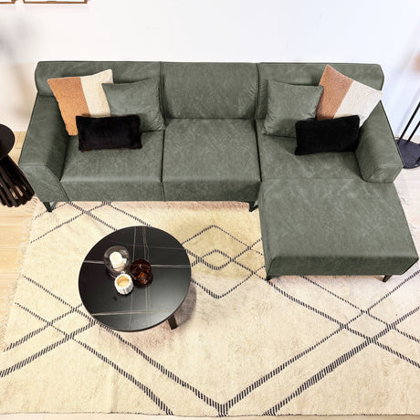 Corner sofa with compact lounge green microfiber Davidson - right 