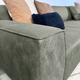 Corner sofa with compact lounge green microfiber Davidson - right 
