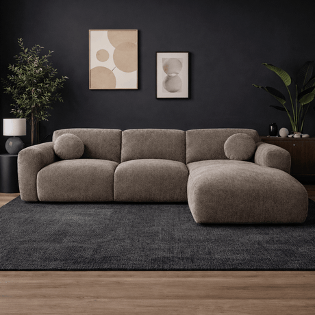 Corner sofa taupe chenille fabric - 292x169 cm - Shane - right