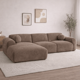 Banken - Hoekbank taupe chenille stof - 292x169 cm - Shane - links - Dimehouse