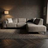 Taupe chenille corner sofa upholstered Ravi – right 