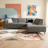 Taupe chenille corner sofa upholstered Ravi – right 