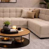 Banken - Hoekbank met lounge beige bouclé stof Nova - rechts - Dimehouse