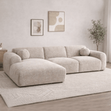 Banken - Hoekbank beige chenille stof - 292x169 cm - Shane - links - Dimehouse