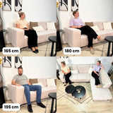 Corner sofa with chaise longue, beige chenille fabric Manon - right 