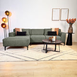 Corner sofa with compact lounge green microfiber Davidson - left 