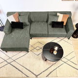 Corner sofa with compact lounge green microfiber Davidson - left 