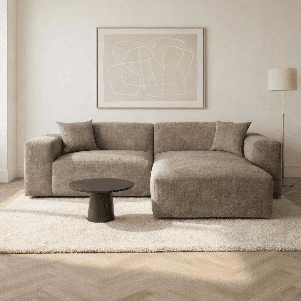 Corner sofa Wayne Chenille Taupe 260cm - Left & Right Mountable