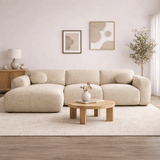 Banken - Hoekbank zand bouclé stof - 292x169 cm - Shane - links - Dimehouse
