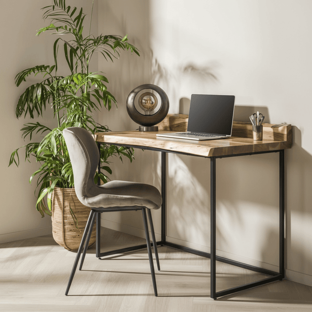 Industrieel Bureau Boomstam Acaciahout Aberdeen 110x60 cm sfeerfoto in modern interieur