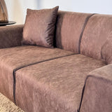 2.5-seater sofa brown microfiber fabric Davidson 
