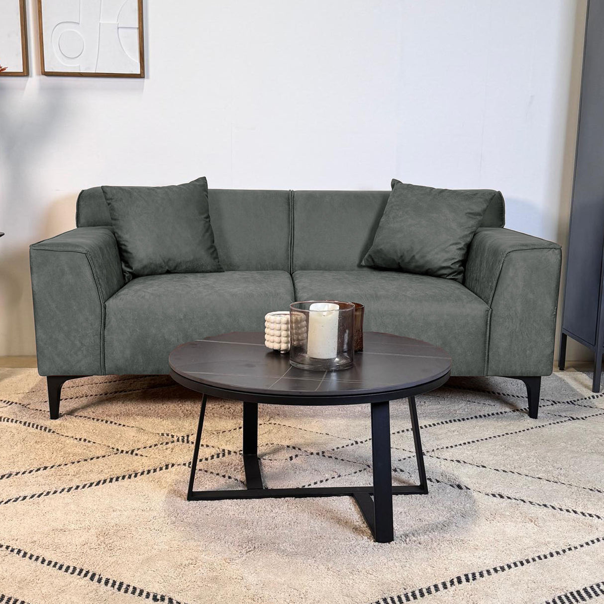 2.5-seater sofa green microfiber fabric Davidson 