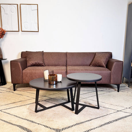 3-seater sofa brown microfiber fabric Davidson 