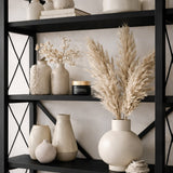 Industrial Bookcase Ely Black Wood - Black Frame - 180x90 cm 