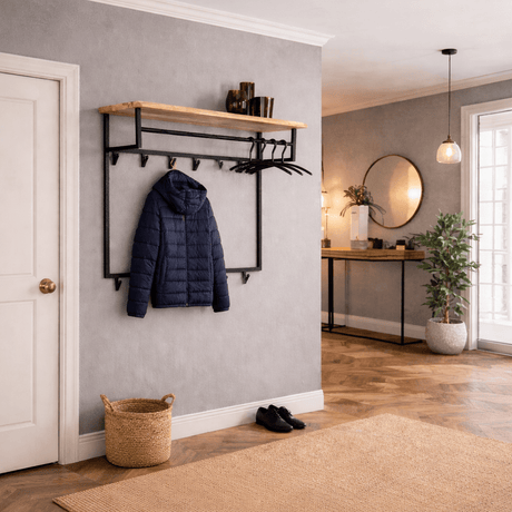 Industrial coat rack Teun 12 Haken Acacia Wood