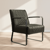 Fauteuils-Industriële fauteuil groen kunstleer ruitpatroon Peter-Dimehouse