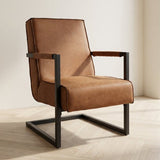 Industriële leren fauteuil cognac Tiger sfeerfoto in modern interieur