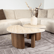 Coffee tables - Set of 2 organic coffee tables Jimi travertine top with walnut base - Japandi - Dimehouse