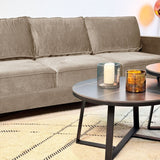 3-seater Sofa Kale Velvet Crème - comfortable loose cushions 