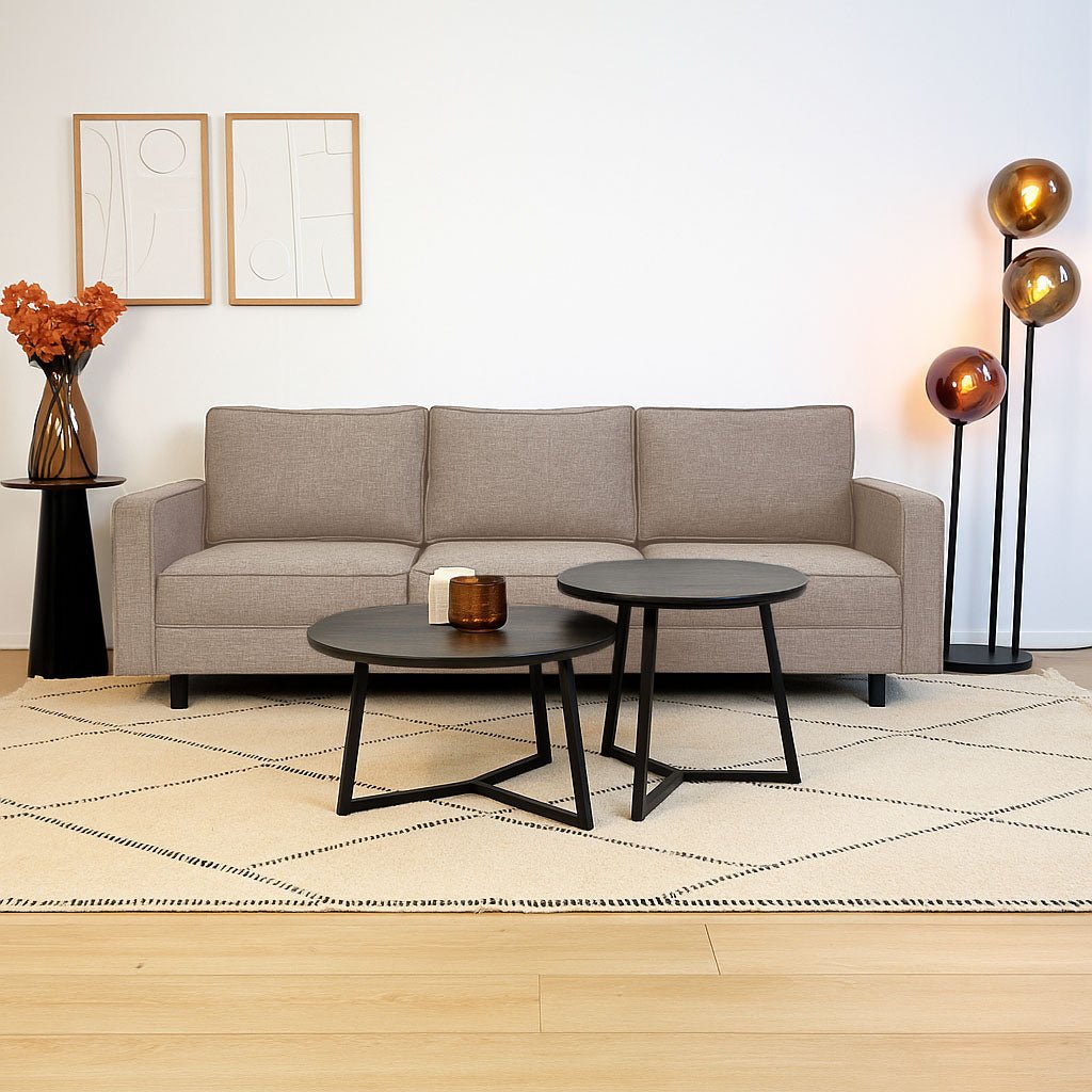 3-seater Sofa Kale linen fabric taupe - comfortable cushions 