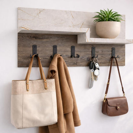 Coat rack 5-Hook Marble look Lagona 