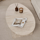 Pebble-shaped coffee table travertine – 120 x 60 cm – Baro