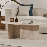 Pebble-shaped coffee table travertine – 120 x 60 cm – Baro