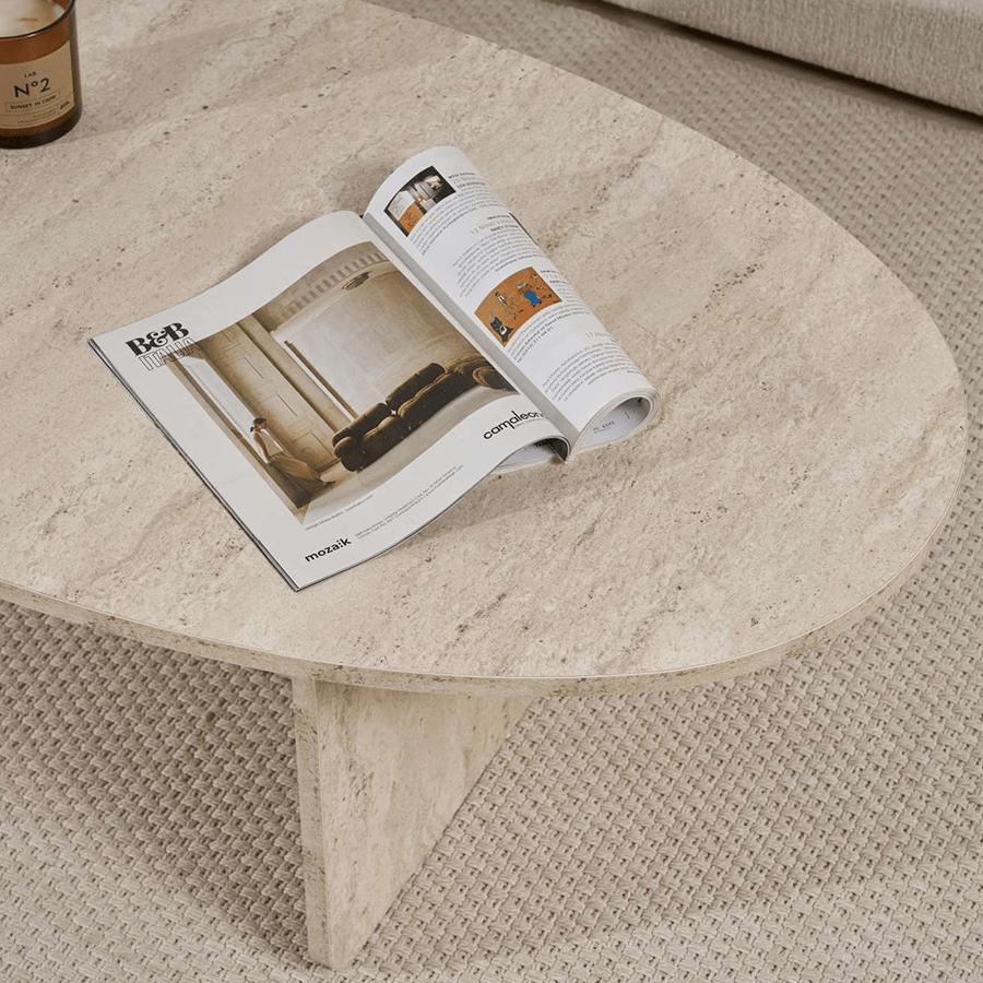 Pebble-shaped coffee table travertine – 120 x 60 cm – Baro
