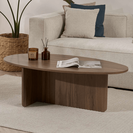 Pebble-shaped coffee table walnut – 120 x 60 cm – Baro
