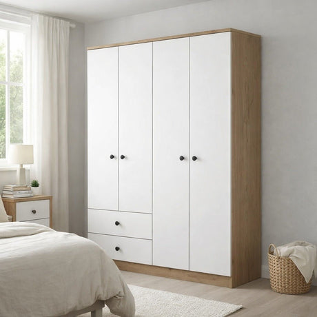 Wardrobe Aspen Walnut White Melamine 120x170x42.5 cm