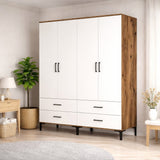 Wardrobe Kumsal TT Walnut White Melamine 160x47.5x201.4 cm