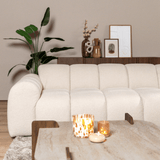 Sofas-Corner sofa with lounge beige bouclé fabric - stripes - right - Brix-Dimehouse