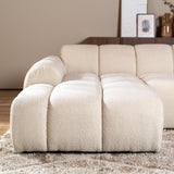 Sofas-Corner sofa with lounge beige bouclé fabric - stripes - left - Brix-Dimehouse