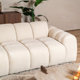 Sofas-Corner sofa with lounge beige bouclé fabric - stripes - left - Brix-Dimehouse