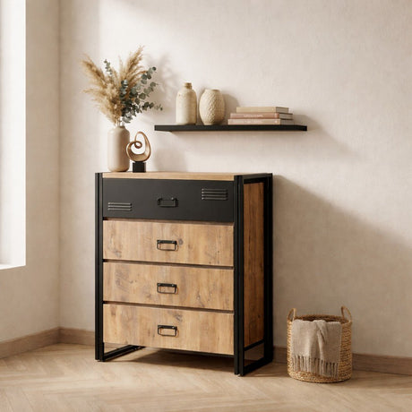 Chest of drawers cosmo Atlantic pine wood black melamine